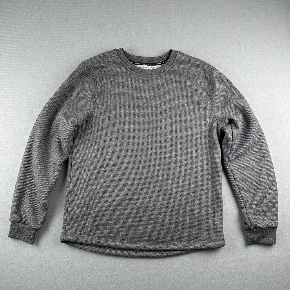 BC Clothing Heritage Sweater Waffle Knit Crewneck Pullover Men's‎ M Gray Fleece